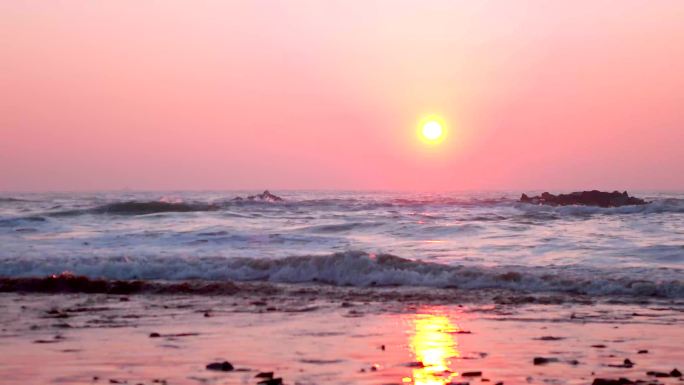 西海岸、海滩、日出大海、青岛