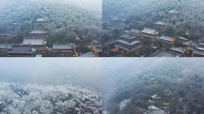杭州灵隐雪下雪航拍