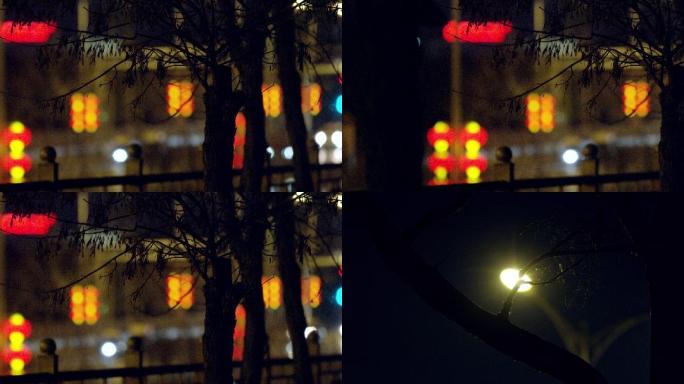 北京深夜夜晚，过年夜晚氛围，城市冬天