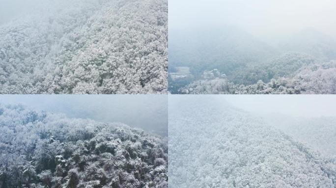 杭州灵隐雪下雪航拍