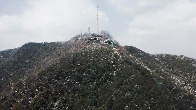 【4K原创】大雪过后的杭州北高峰航拍