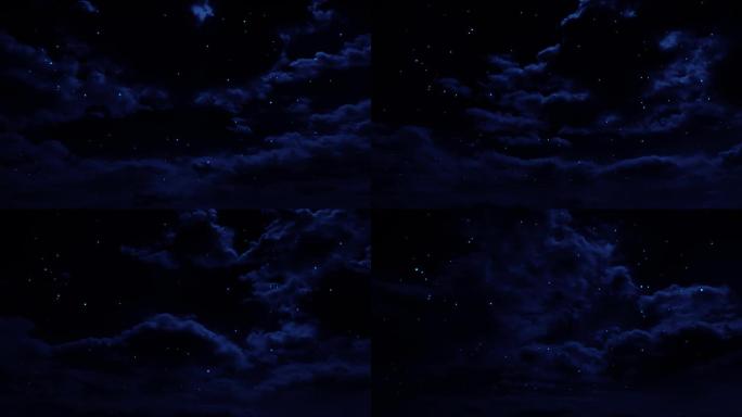 【HD天空】唯美繁星闪亮蓝色云层夜晚星空