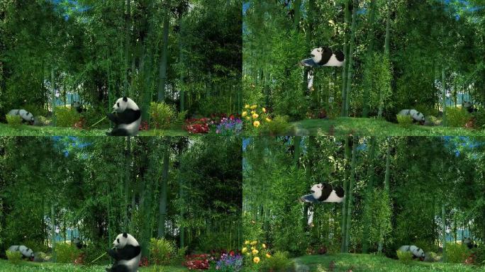 大自然熊猫吃竹子