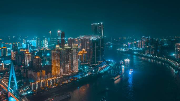 重庆_朝天门来福士夜景_东水门大桥夜景