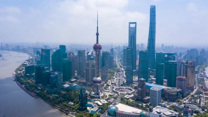 上海CBD环绕航拍延时