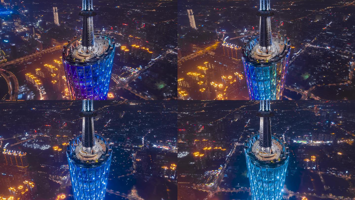 广州塔塔顶360度夜景航拍