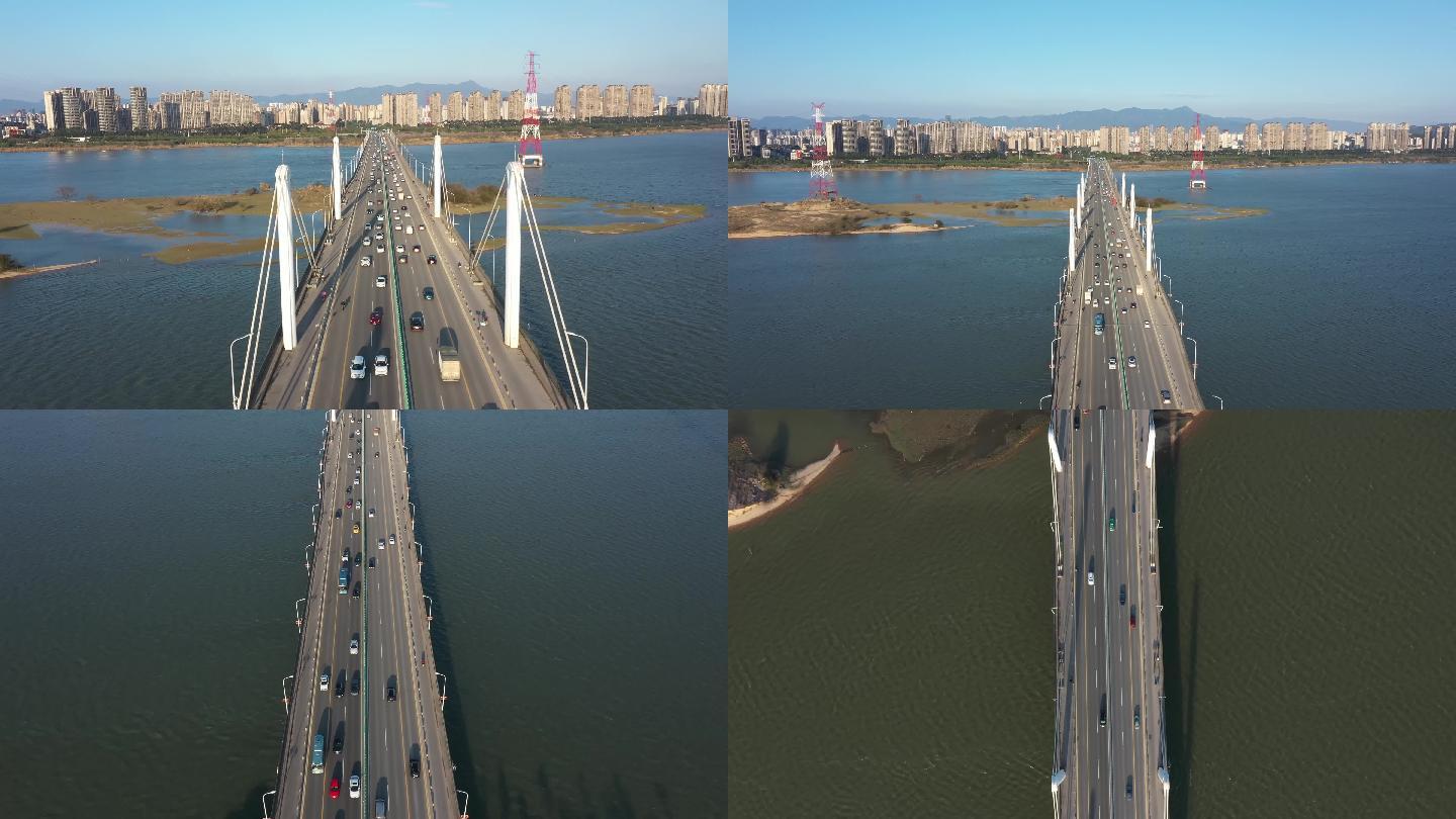 福州浦上大桥和车流航拍