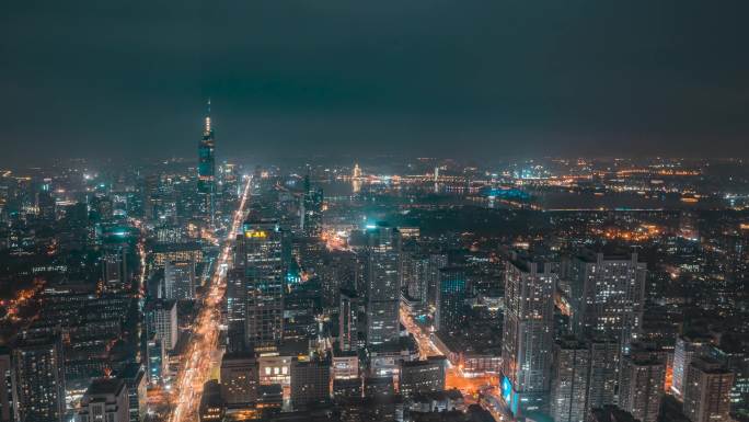 南京_紫峰大厦_中山路_玄武湖_夜景延时