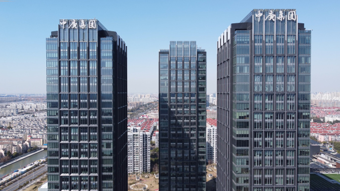 原创航拍上海中庚环球创意中心4K