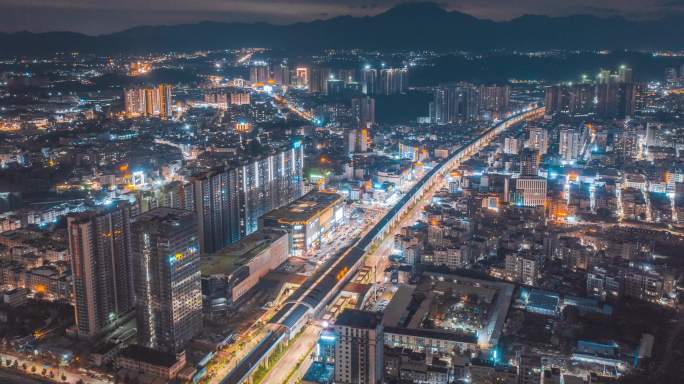 惠州市仲恺高新区夜晚航拍-延时