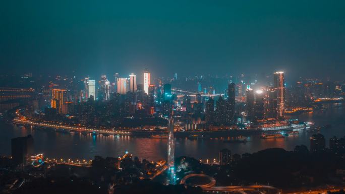 重庆_重庆夜景_夜景航拍延时_后移