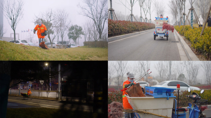 环卫工 夜扫 城市卫生 卫生城 文明城