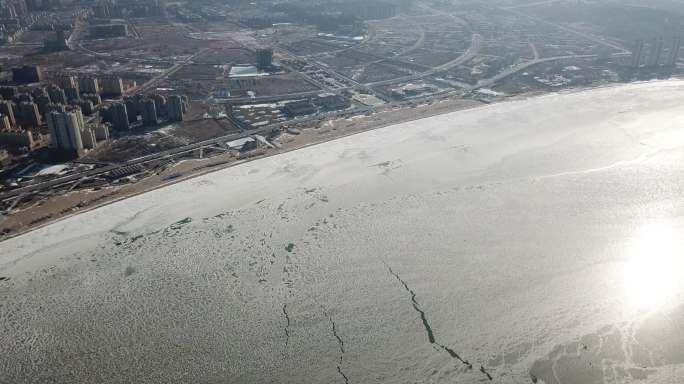 海冰城市冬季航拍