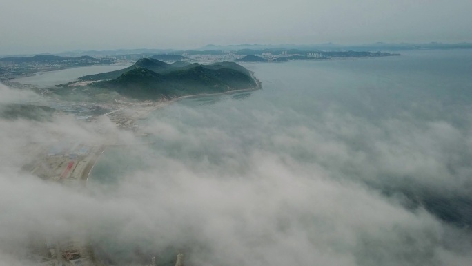 原创航拍视频素材 滨城上空的流云、平流雾