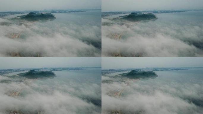 原创航拍视频素材 滨城上空的流云、平流雾