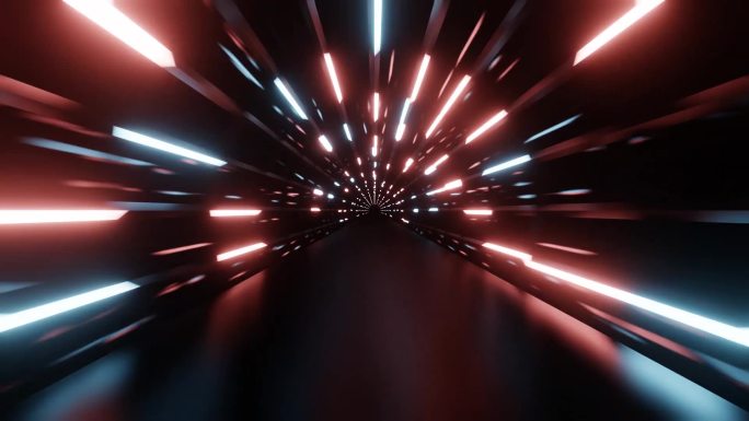 红蓝科技感网格时光隧道循环穿梭通道