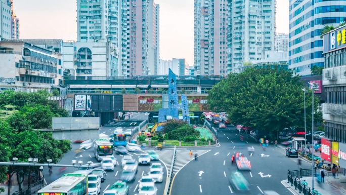 广州五羊邨车流日转夜延时