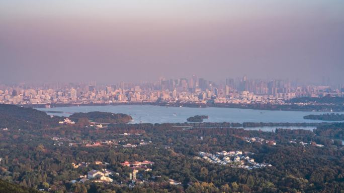 杭州_西湖全景_城市全貌