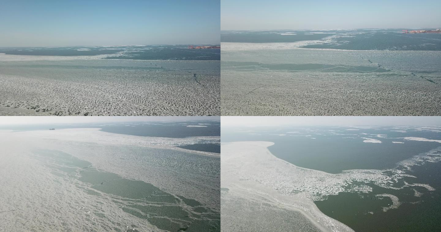 冬季航拍海洋冰层结冰海冰4k原素材