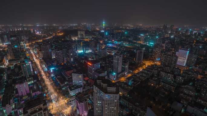 南京大景_江苏电视塔_上海路_夜景延时