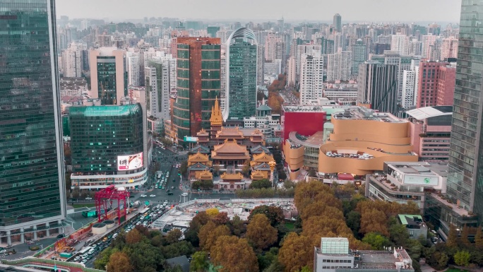 上海_静安寺_航拍延时_后移