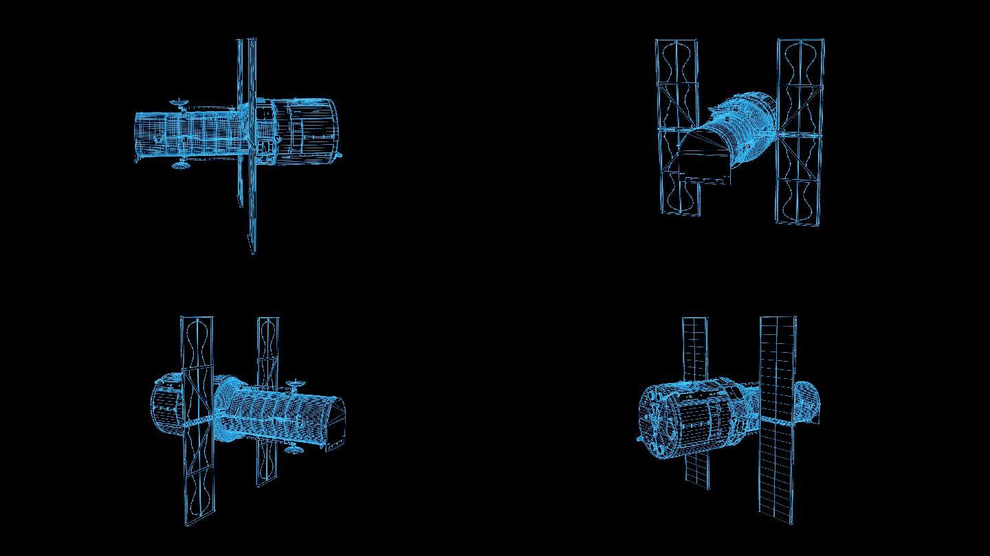 蓝色科技全息人造卫星动画带通道