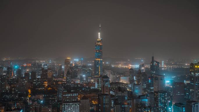 南京_紫峰大厦特写_夜景延时