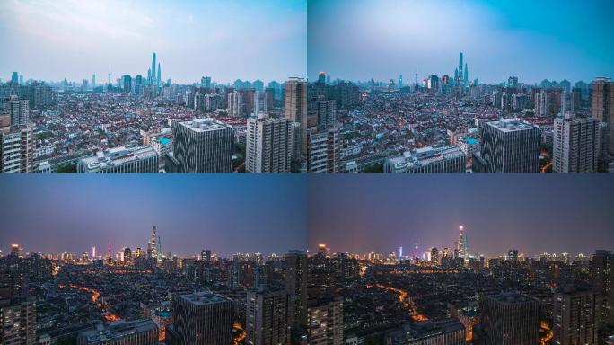 上海_居民楼与CBD_日转夜_上海城市