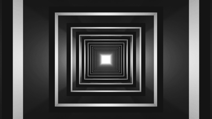 【4K时尚背景】科幻隧道穿梭黑白方框空间