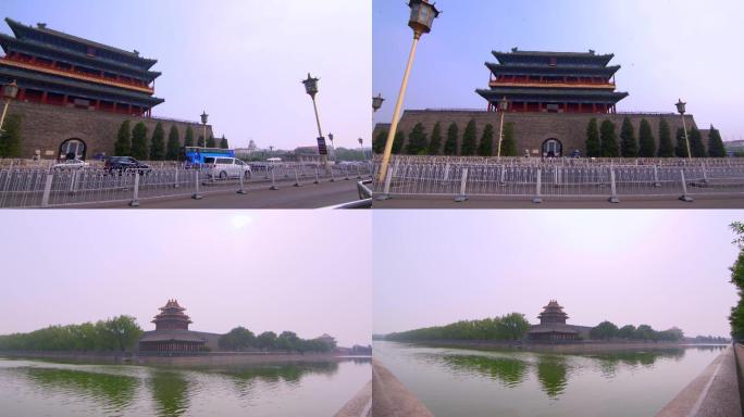 4K北京正阳门故宫护城河