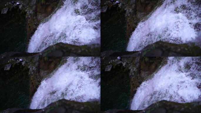 俯拍瀑布水流升格拍摄