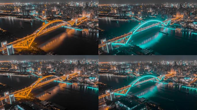 上海_卢浦大桥_航拍夜景