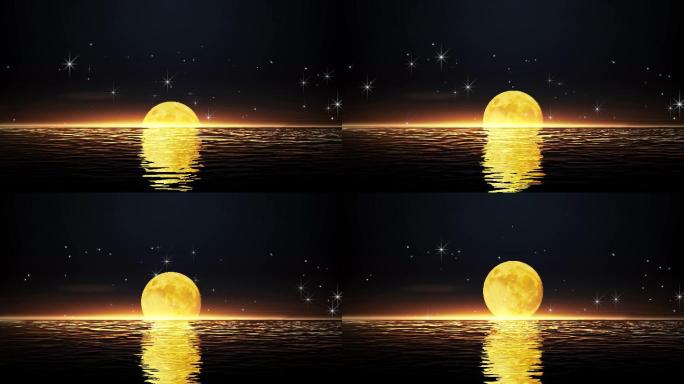 【原创】唯美月亮升起星光闪烁