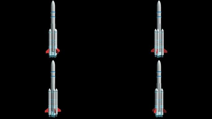 4K航天火箭三维模型通道循环