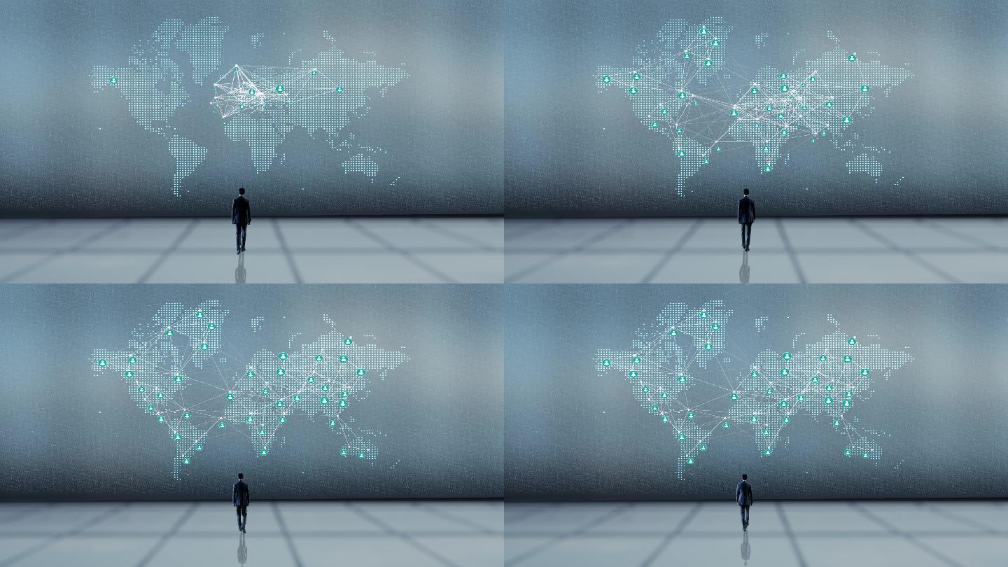 全球联网分布连线AE模板