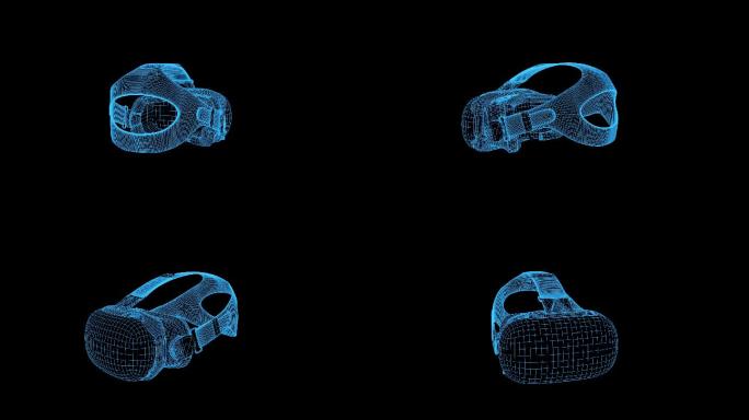 蓝色全息科技线框VR眼镜动画带通道
