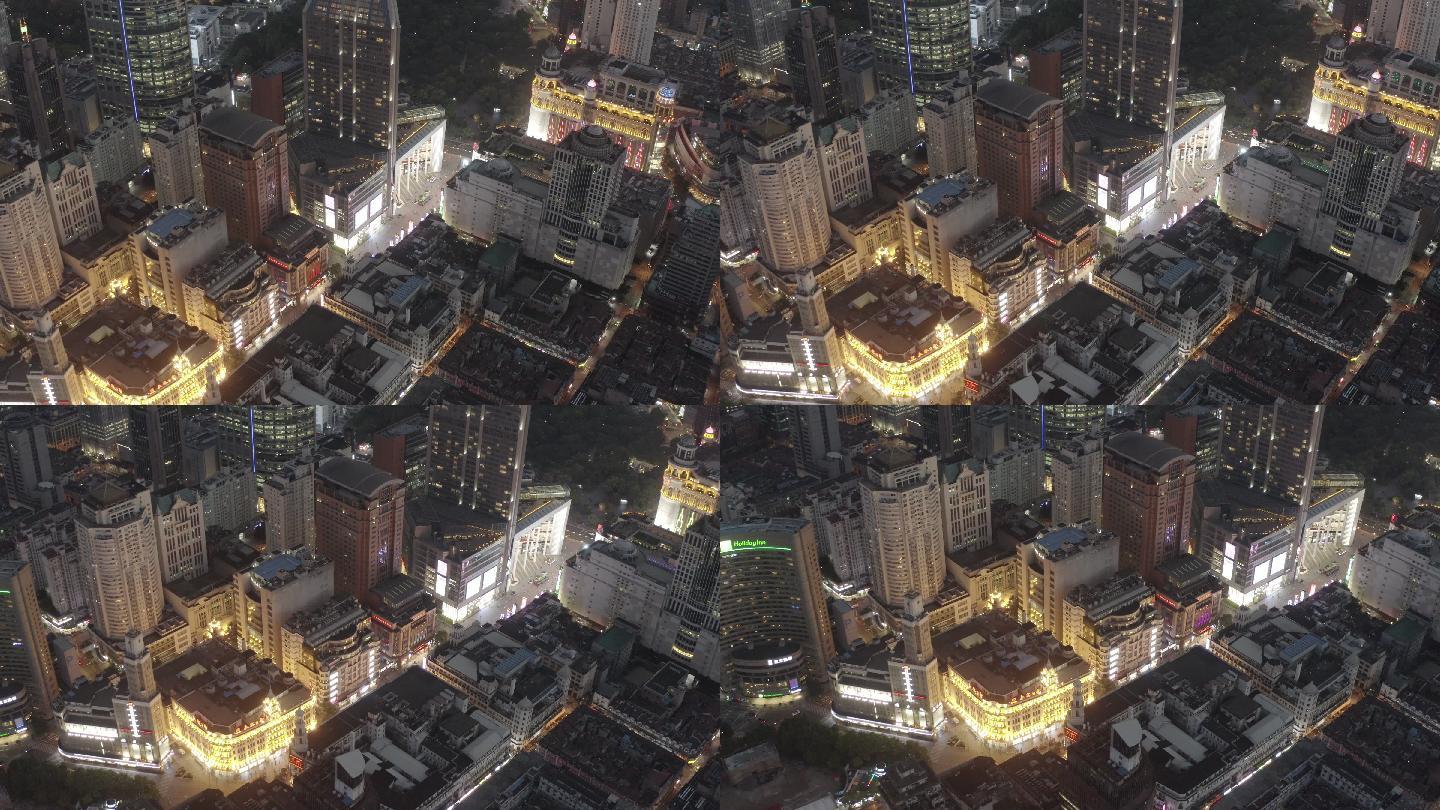 4k-log上海南京路步行街商圈城市全景