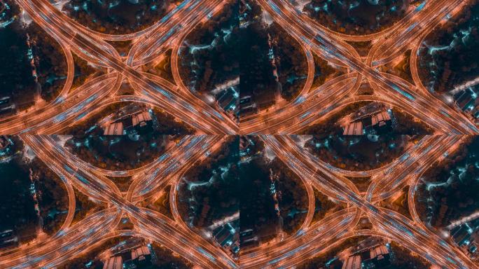 上海_延安立交桥_夜景航拍延时