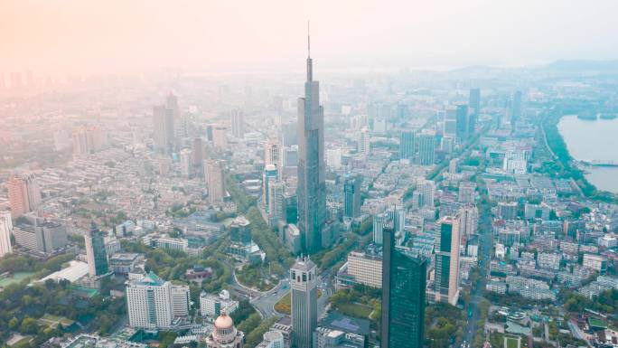 南京紫峰大厦日景航拍延时