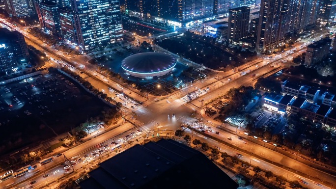 道路夜景车流延时