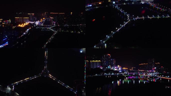 广东梅州丰顺县夜景航拍
