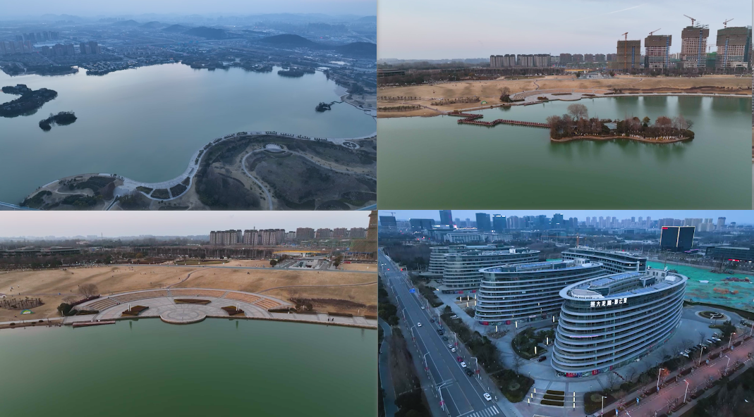 【4K60帧】徐州市大龙湖风景区落日航拍