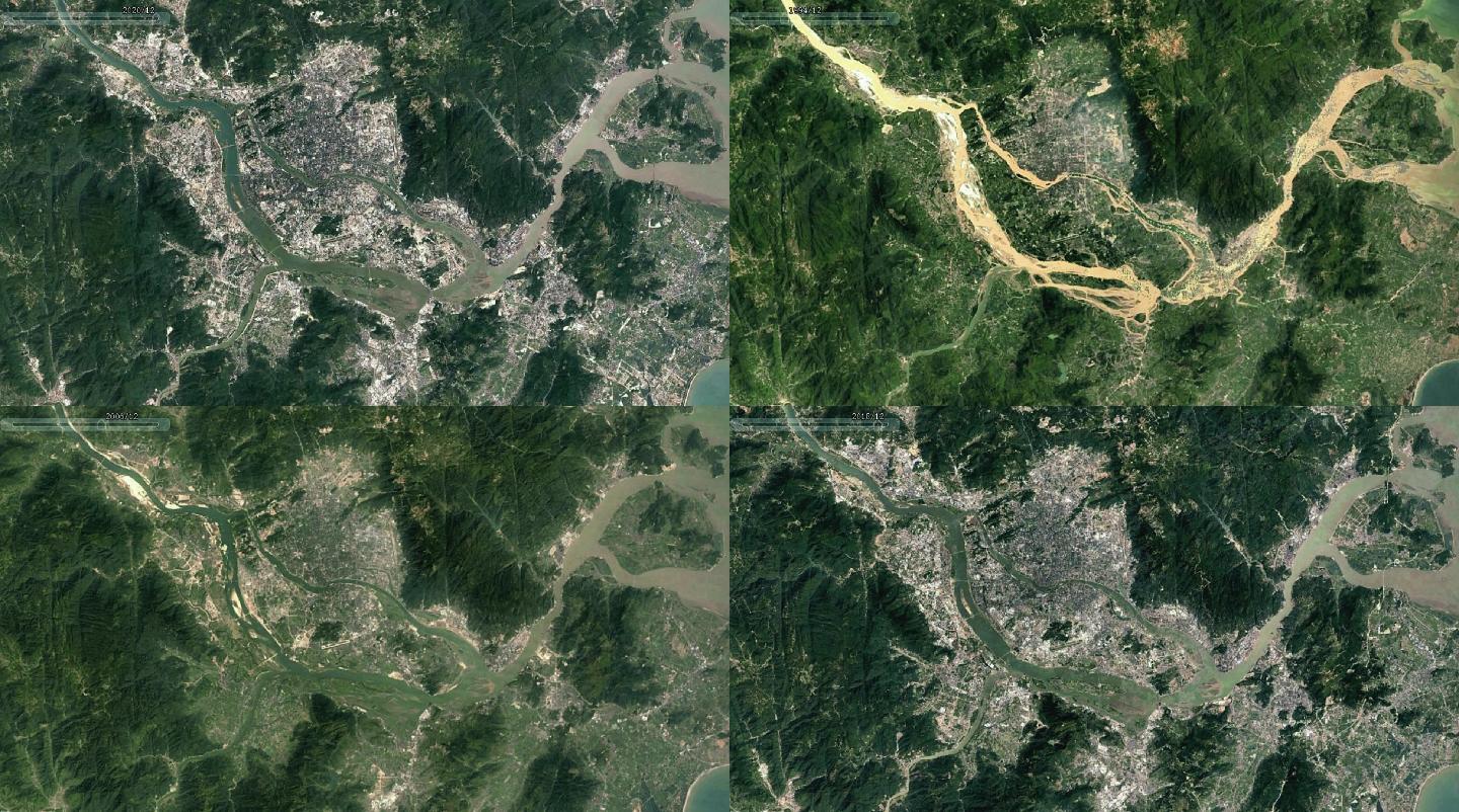 福州市卫星地图变化1990-2020