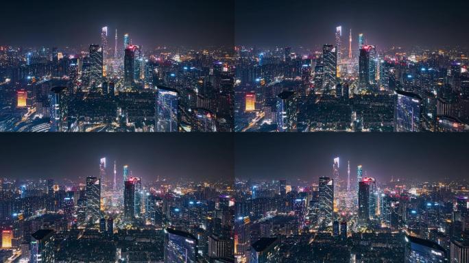 广州中轴线夜景航拍延时视频