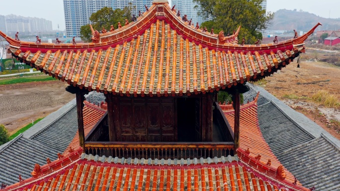 航拍昆明市晋宁区国立艺专旧址