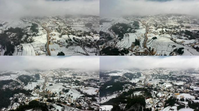 一镜到底航拍乡村大气雪景