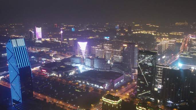 延迟 景区 上海 夜景 航拍 灰片