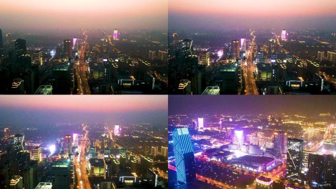 延迟 景区 上海 夜景 航拍