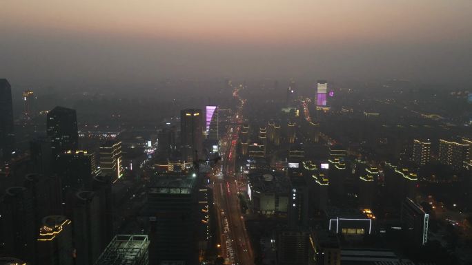 延迟 景区 上海 夜景 航拍 灰片