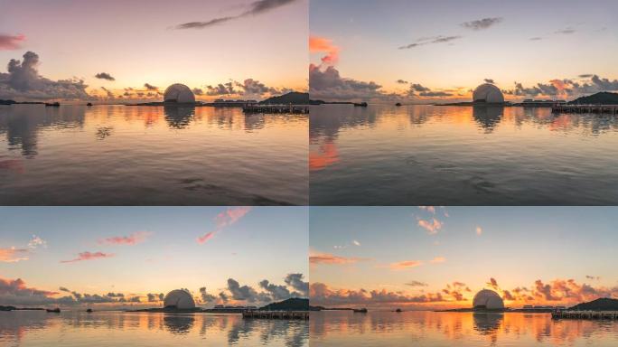 4K高清珠海大剧院日出延时